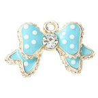 Light Gold Alloy Enamel Pendants - Bowknot - 16.8x24.8x4.2mm