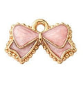 Light Gold Alloy Enamel Pendants - Bowknot - 10x15.5x2mm