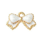Light Gold Alloy Enamel Pendants - Bowknot - 10x15.5x2mm