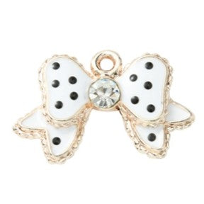 Light Gold Alloy Enamel Pendants - Bowknot - 16.8x24.8x4.2mm