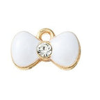 Light Gold Alloy Enamel Pendants - Bowknot - 9x14.5x3mm