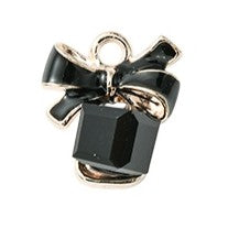 Light Gold Alloy Enamel Pendants - Bowknot - 13.7x12x8.4mm