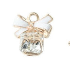 Light Gold Alloy Enamel Pendants - Bowknot - 13.7x12x8.4mm