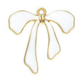 Light Gold Alloy Enamel Pendants - Bowknot - 26.5x25.8x2mm