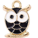 Alloy Enamel Pendant - Owl - 16.5x12x2.5mm