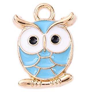 Alloy Enamel Pendant - Owl - 16.5x12x2.5mm