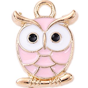 Alloy Enamel Pendant - Owl - 16.5x12x2.5mm