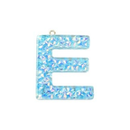 Deep Sky Blue Transparent Epoxy Resin Pendant - 41-45x11-57.5x7-9mm