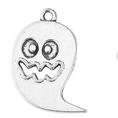 Antique Silver Tibetan Style Alloy Pendants - Ghost & Skull - 14-28.5x10-22x1.5-3mm