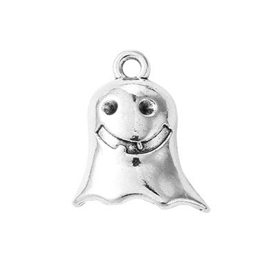 Antique Silver Tibetan Style Alloy Charms - Ghost & Skull - 14-28.5x10-22x1.5-3mm