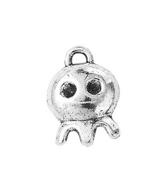 Antique Silver Tibetan Style Alloy Charms - Ghost & Skull - 14-28.5x10-22x1.5-3mm