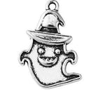 Antique Silver Tibetan Style Alloy Charms - Ghost & Skull - 14-28.5x10-22x1.5-3mm