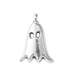Antique Silver Tibetan Style Alloy Charms - Ghost & Skull - 14-28.5x10-22x1.5-3mm