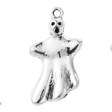 Antique Silver Tibetan Style Alloy Pendants - Ghost & Skull - 14-28.5x10-22x1.5-3mm