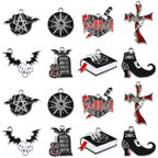Halloween Platinum Alloy Mixed Color Enamel Pendant -  22-26x19-28.5x1-1.5mm