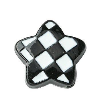 Hounds Tooth Pattern Paint Alloy Bead - Star - 13.5x14x5mm - 2 per bag