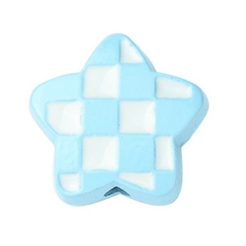 Hounds Tooth Pattern Paint Alloy Bead - Star - 13.5x14x5mm - 2 per bag