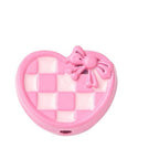 Hounds Tooth Pattern Paint Alloy Bead - Heart - 14x11x5mm - 2 per bag