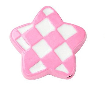 Hounds Tooth Pattern Paint Alloy Bead - Star - 13.5x14x5mm - 2 per bag