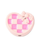 Hounds Tooth Pattern Paint Alloy Bead - Heart - 14x11x5mm - 2 per bag