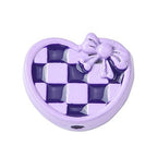 Hounds Tooth Pattern Paint Alloy Bead - Heart - 14x11x5mm - 2 per bag