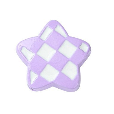 Hounds Tooth Pattern Paint Alloy Bead - Star - 13.5x14x5mm - 2 per bag