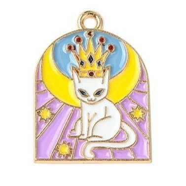 Light Gold Zinc Alloy Enamel Pendant - Mixed Cat Shapes - 24.5-30x18-26.5x1.3mm