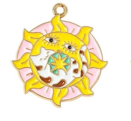 Light Gold Zinc Alloy Enamel Pendant - Mixed Cat Shapes - 24.5-30x18-26.5x1.3mm