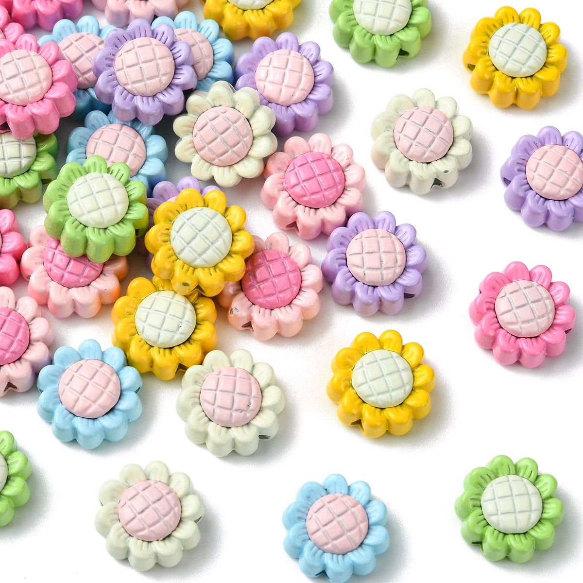 Mixed Color Alloy Beads - Flower - 12x6mm - 2 per bag