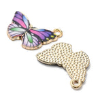 Printed Slate Blue Light Gold Alloy Pendant Butterfly