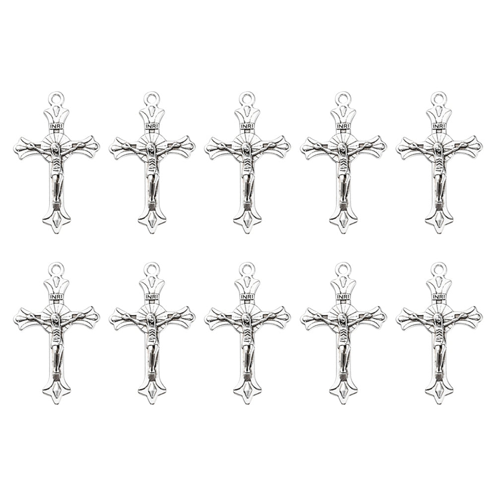 Tibetan Style Antique Silver Zinc Alloy Pendant - Crucifix Cross - 37x22x2.5mm