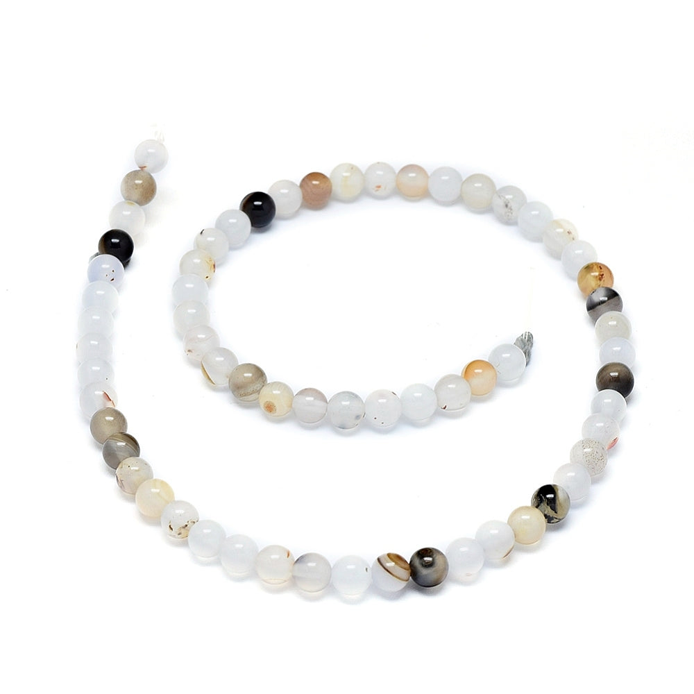 Natural Dendritic Agate Beads - Round - 6-6.5mm - Appx 62 per strand