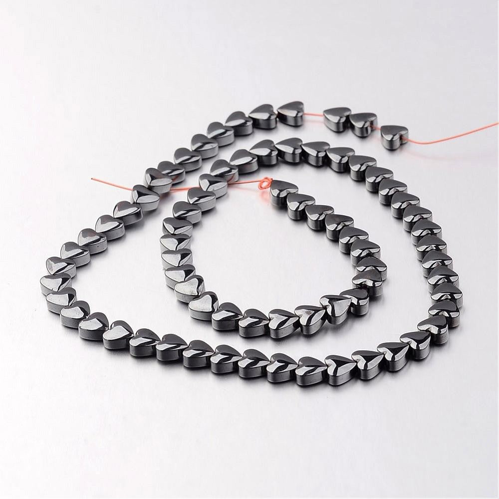 Non-magnetic Synthetic Hematite Bead Strands - Heart - 6x6x3mm - Appx 71 per strand