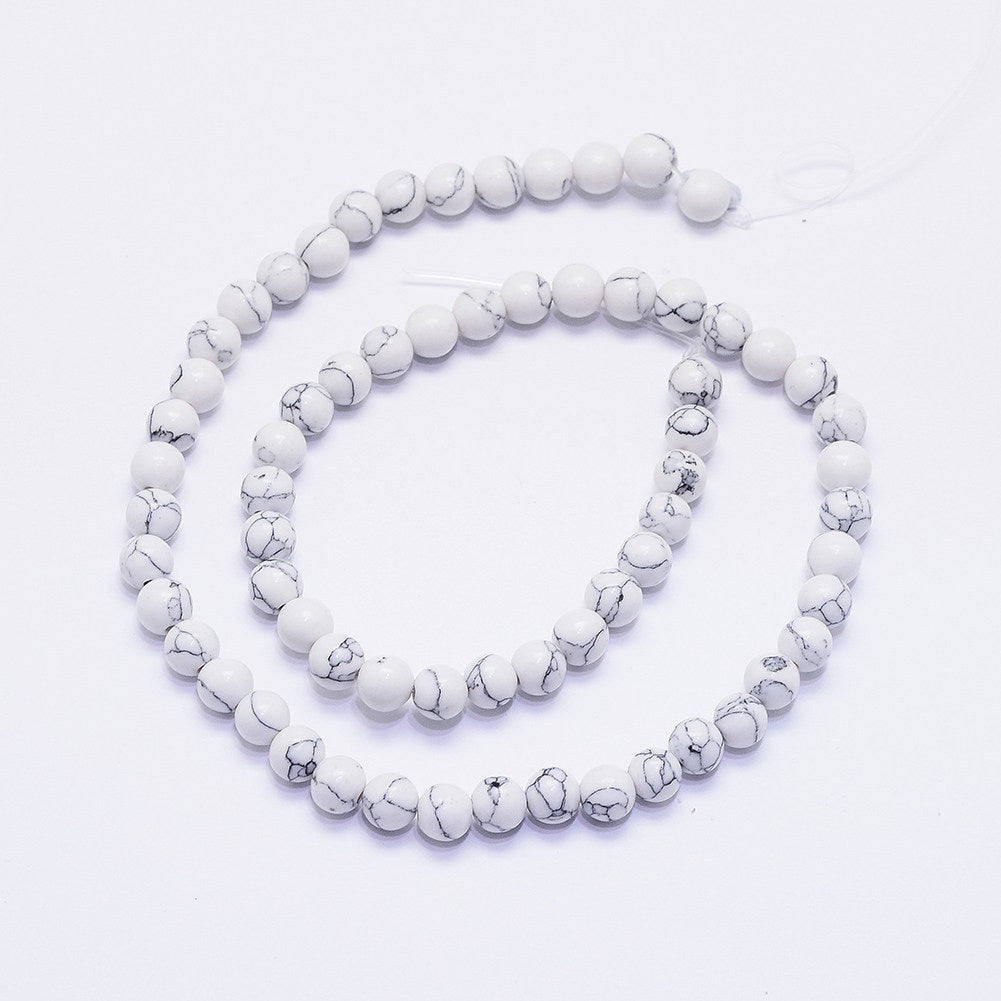 Synthetic Howlite Bead - Round - 6mm - Appx 64 per  strand