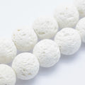 White Dyed Lava Rock Beads Strands - Round - 8mm - Appx 48 per strand