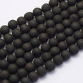 Dyed Black Plated Frosted Druzy Agate Beads