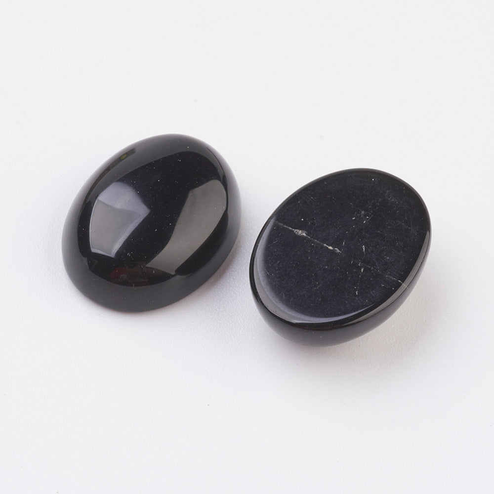 Natural Obsidian Flat Back Cabochon - Oval - 18x13mm