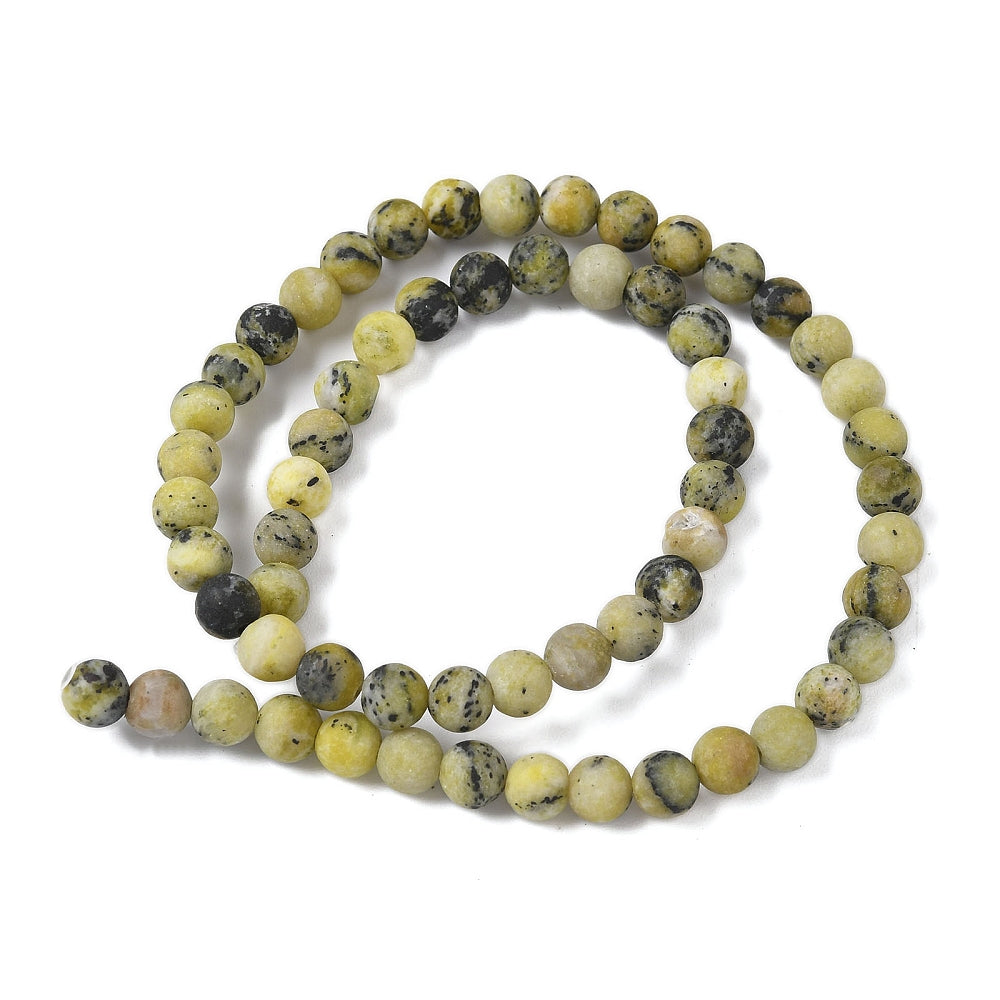 Bag of natural frosted yellow turquoise (jasper) round beads, 6mm