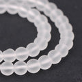Frosted Natural Quartz Crystal - Round - 8mm - Appx 48 per strand