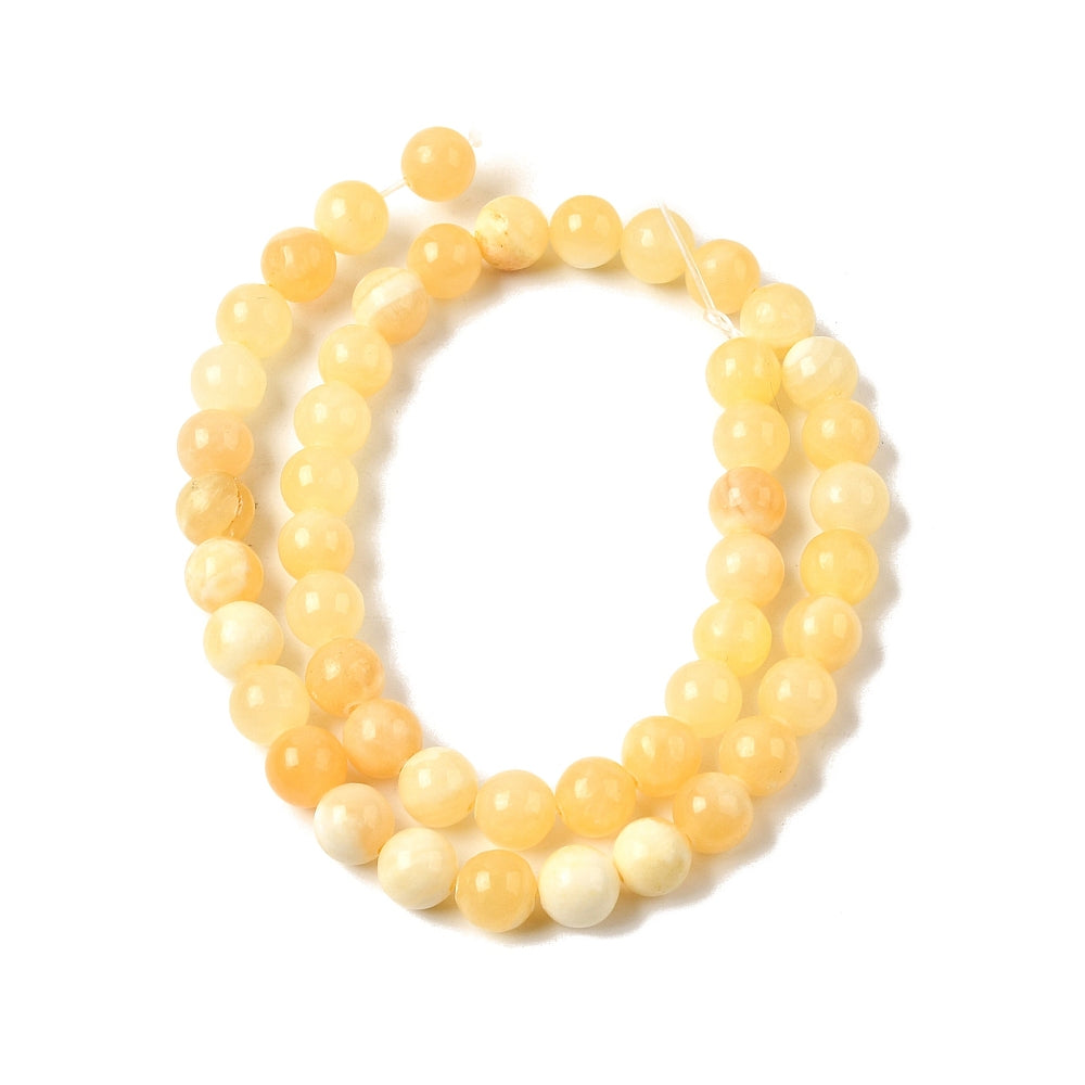 Natural Yellow Jade Beads - Round - 8-8.5mm - Appx 45 per strand
