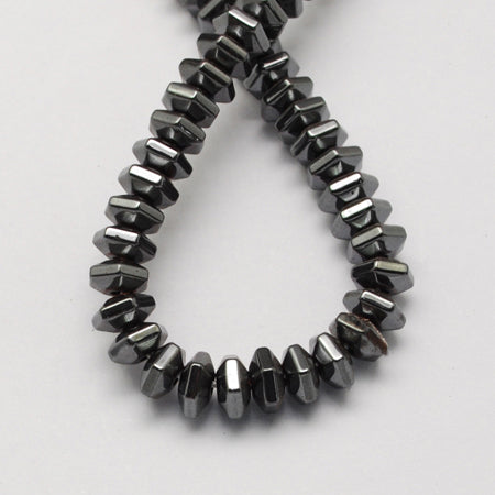 Non-magnetic Black Hematite Beads - Grade A - Hexagon -5x4mm - Appx 105 per strand