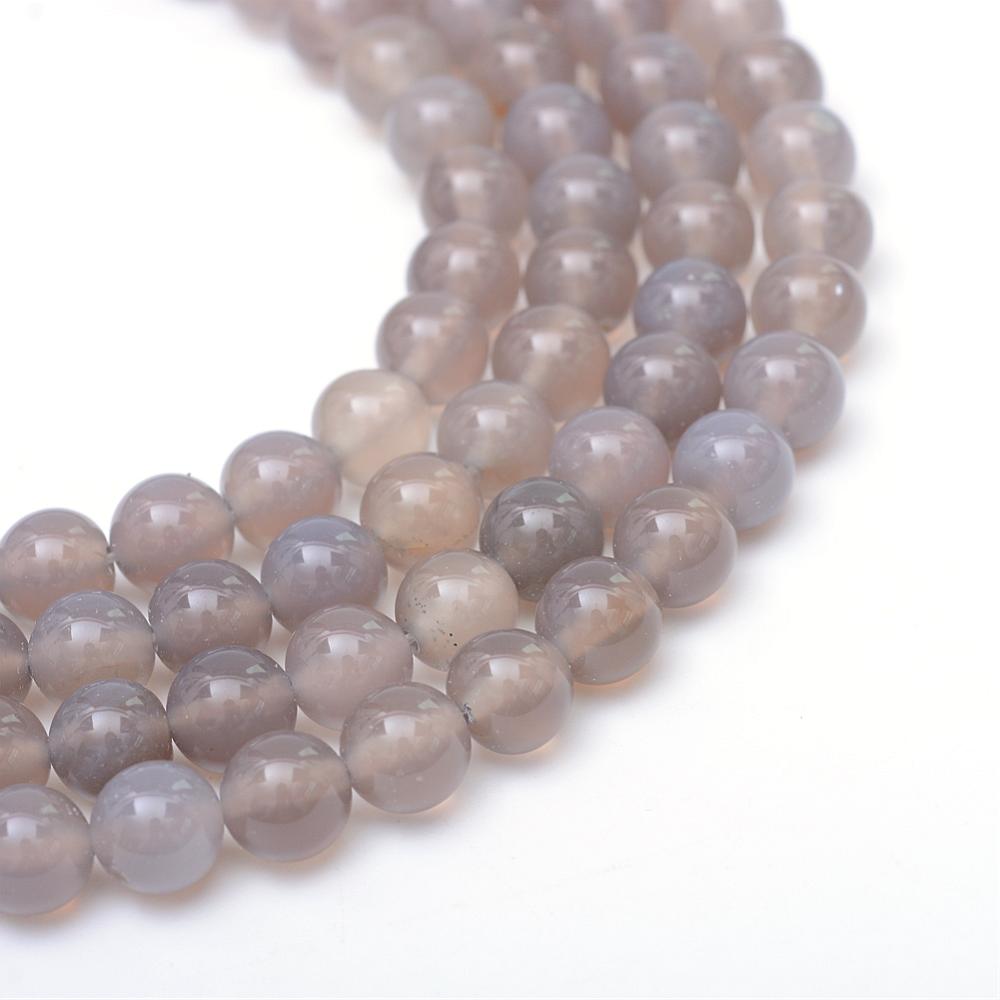 Round Natural Grey Agate Bead  - Round - 6mm - 10 per bag