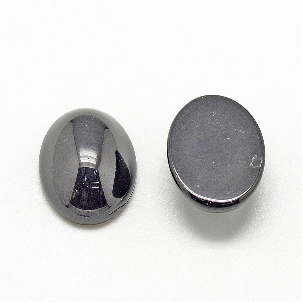 Natural Black Stone Cabochons - Oval - 14x10x6mm