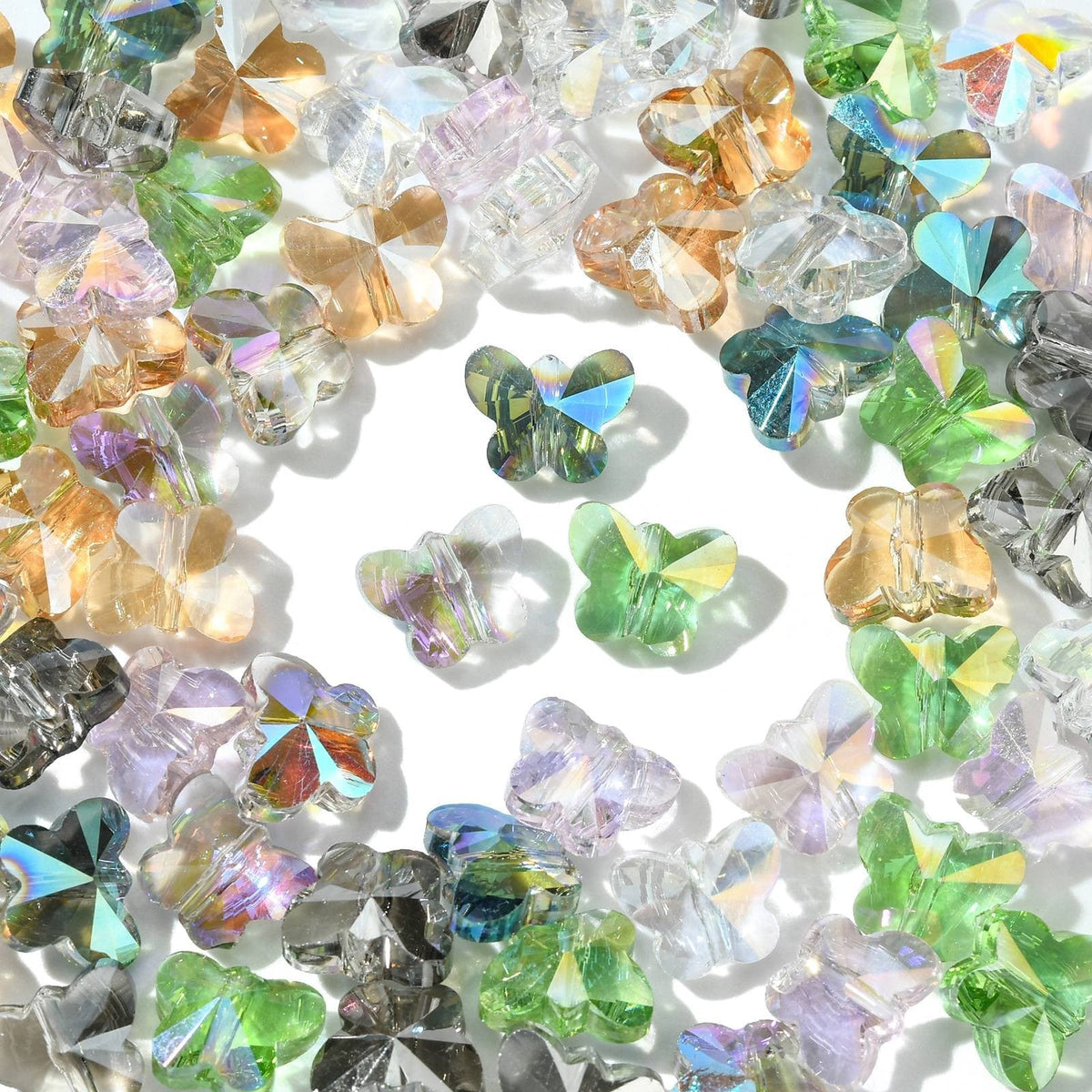 Mixed Color Glass Beads - Butterfly - 7.5x10x5.5mm - 10 per bag