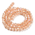 Misty Rose AB Opaque Electroplate Glass Beads - Faceted Bicone - 4x4mm - Appx 82 per strand