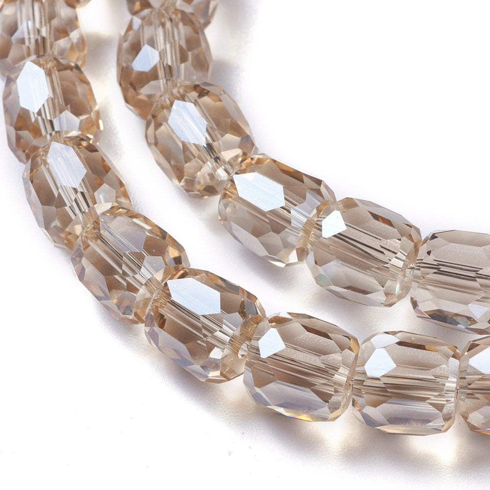 Tan Pearl Luster Plated Electroplate Glass Beads