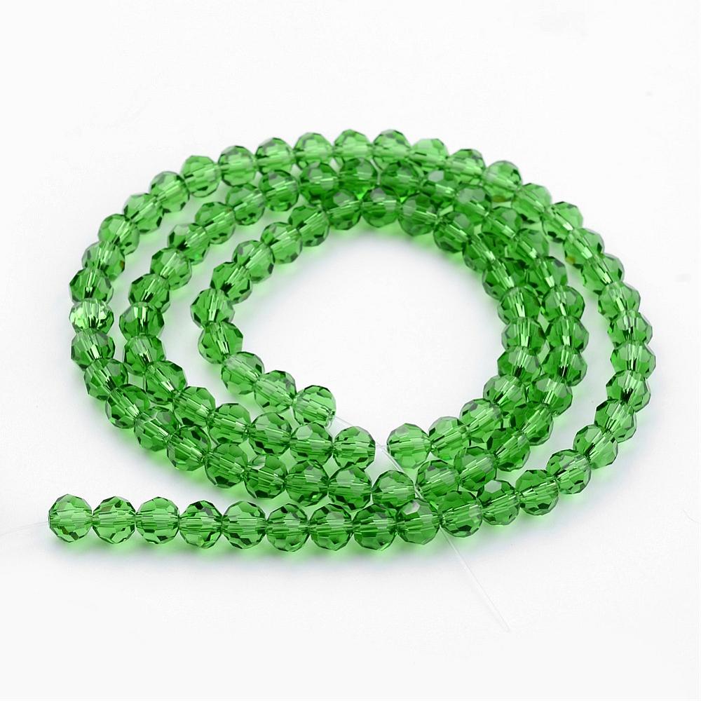Lime Green  Transparent Glass Bead - Faceted Round - 4mm - Appx 87 per strand