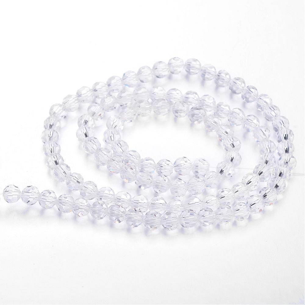 Clear Transparent Glass - Faceted Round - 4mm - Appx 87 per strand