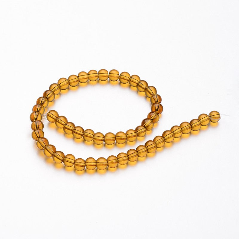 Dark Goldenrod Glass Round Bead - 6mm -  Appx 50per strand