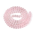 Pink Frosted Transparent Glass with Gold Powder Bead - Round - 8mm - Appx 102per strand